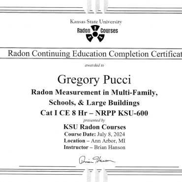 Gregory Pucci - Radon CEU - Commercial Testing