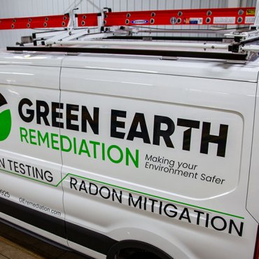 Green Earth Remediation's van showcasing their commitment to making environments safer with radon testing and mitigation.